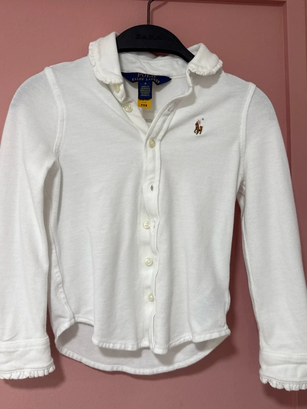 Ralph Lauren White Girls' Button-Front Polo Shirt